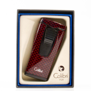 Colibri Cigarrenfeuerzeug "MonacoII"Carbondesign rot - 1