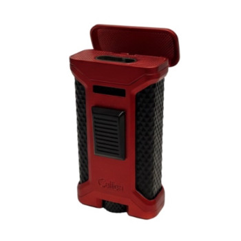 COLIBRI Zigarrenfeuerzeug "Ascari" rot/schwarz 3er-Jet-Flamme, mit Rundcutter, mit Füllstandsanzeige - 2