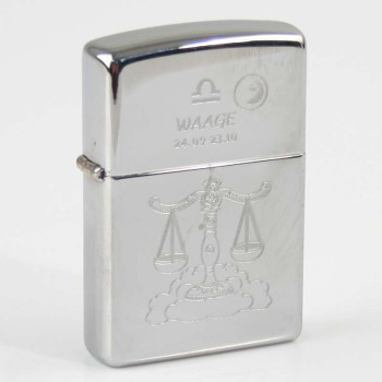 ZIPPO chrom poliert Waage Ha in kleiner Holzbox
