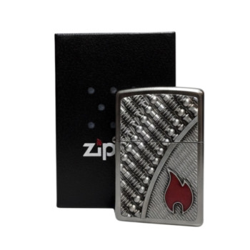 Zippo satin fin. Plakette "Ornament Flame Red" 2004757