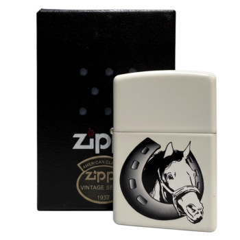 Zippo weiß col.  Horse in Horseshoe 2002858