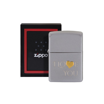 ZIPPO chrom poliert Emlem Herz "I love YOU"